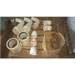 Contents of Pallet: Large White PVC Fittings, Approx. Qty 10