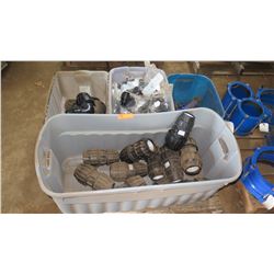 Qty 4 Plastic Tubs w/ PVC Fittings