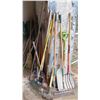 Image 1 : Large Lot of Rakes, Pitchforks, Shovels, Spade, Brooms, etc.