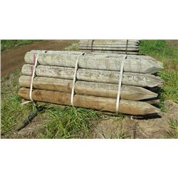 Qty 35 "Medium" Pointed Wooden Fence Posts (8' L, 6" to 7" Dia.)