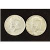 Image 1 : 2-1964-D 90% SILVER KENNEDY HALF DOLLARS