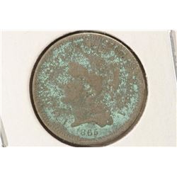 1865 THREE CENT PIECE (NICKEL) WITH VIRDIGRIS