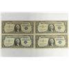Image 1 : 4 ASSORTED 1957 $1 SILVER CERTIFICATES BLUE SEAL