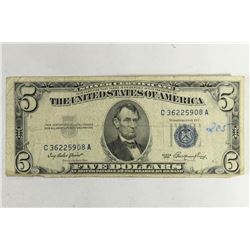 1953 $5 SILVER CERTIFICATE BLUE SEAL