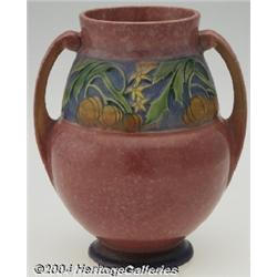 Roseville: A BANEDA PINK AMERICAN POTTERY BULBOUS URN (Roseville)