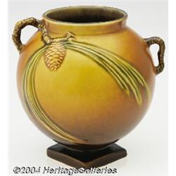 Roseville: A PINE CONE BROWN AMERICAN POTTERY VESSEL (Roseville)