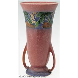 Roseville: A BANEDA PINK AMERICAN POTTERY FLARED VASE (Roseville)