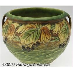 Roseville: A BLACKBERRY AMERICAN POTTERY FACETED LOW BOWL (Roseville)