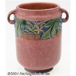 Roseville: A BANEDA PINK AMERICAN POTTERY VASE (Roseville)