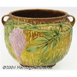 Roseville: A WISTERIA BROWN AMERICAN POTTERY JARDINIERE (Roseville)