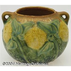 Roseville: A SUNFLOWER AMERICAN POTTERY VASE (Roseville)