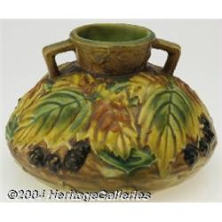 Roseville: A BLACKBERRY AMERICAN POTTERY BULBOUS SQUAT VASE (Roseville)