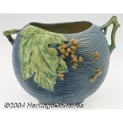Roseville: A BUSHBERRY BLUE AMERICAN POTTERY JARDINIERE (Roseville)