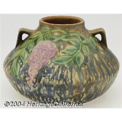 Roseville: A WISTERIA BLUE AMERICAN POTTERY VASE (Roseville)