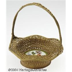 Sevres: A FRENCH BRONZE AND PORCELAIN BASKET (Sevres)