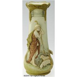 EW Vienna Austria: A CONTINENTAL FIGURAL EUROPEAN PORCELAIN VASE (Royal Dux)