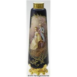 Limoges: A FRENCH PORCELAIN FOOTED VASE (Limoges)