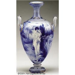 R. S. Prussia: A CONTINENTAL PORCELAIN HANDLED VASE (Royal Bonn)