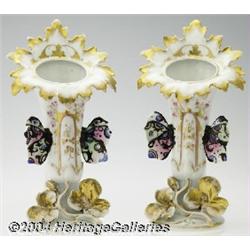 Old Paris: A PAIR OF PORCELAIN TRUMPET VASES (Old Paris)