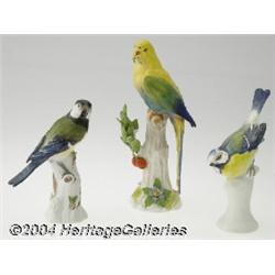 Meissen: A GROUP OF THREE GERMAN PORCELAIN BIRDS (Meissen)