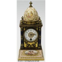 A PORCELAIN AND BRONZE CLOCK (Royal Vienna)