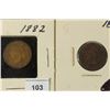Image 1 : 1882 & 1884 INDIAN HEAD CENTS