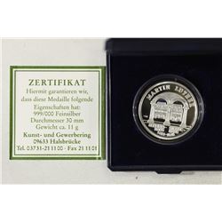 .999 FINE SILVER 11 GRAM PROOF GERMAN TOKEN ROUND