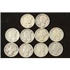 Image 1 : 10 ASSORTED 1940'S MERCURY DIMES