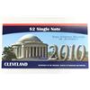 Image 2 : 2003-A CLEVELAND $2 SINGLE NOTE SERIAL NUMBER