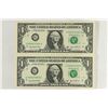 Image 1 : 2-2003-A $1 FRN'S LOW CONSECUTIVE SERIAL 'S UNC