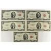 Image 1 : 5 ASSORTED 1953 $2 RED SEAL NOTES