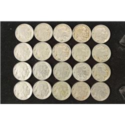 20 ASSORTED FULL DATE 1930'S BUFFALO NICKELS