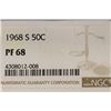 Image 3 : 1968-S 40% SILVER JOHN F. KENNEDY HALF NGC PF68