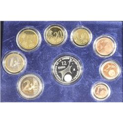 2002-NINE COIN EURO SET BRILLIANT UNC INCLUDES