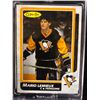 Image 1 : 1986 O-PEE-CHEE #1 BOX-BOTTOMS HAND-CUT MARIO LEMIEUX HOCKEY CARD
