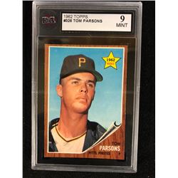 1962 TOPPS #326 TOM PARSONS (9 MINT) KSA GRADED