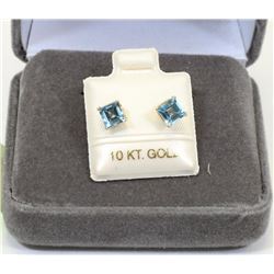 14K YELLOW GOLD BLUE TOPAZ EARRINGS