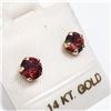 Image 2 : 14K YELLOW GOLD GARNET EARRINGS