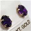 Image 2 : 10K YELLOW GOLD AMETHYST EARRINGS