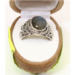 STERLING SILVER LABRADORITE RING SIZE 8.5