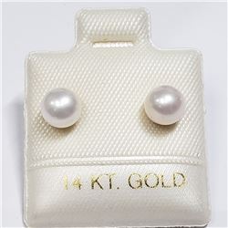 14K YELLOW GOLD CULTURED PEARLS EARRINGS