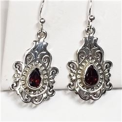 STERLING SILVER GARNET EARRINGS