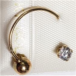 14K YELLOW GOLD CZ BELLY BUTTON RING