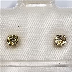 14K WHITE GOLD YELLOW CZ EARRINGS
