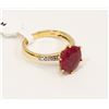 Image 2 : GOLD-PLATED STERLING SILVER RUBY CZ RING 6.25