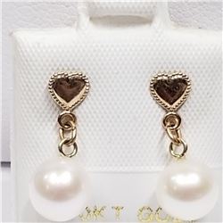 10K YELLOW GOLD FRESHWATER PEARL EARRINGS