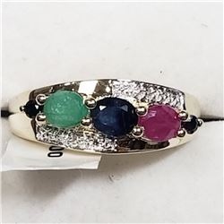 GOLD-PLATED STERLING SILVER GEMSTONE RING 8.5