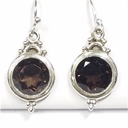 STERLING SILVER SMOKY QUARTZ EARRINGS