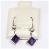 Image 1 : 10K WHITE GOLD AMETHYST MOONSTONE EARRINGS