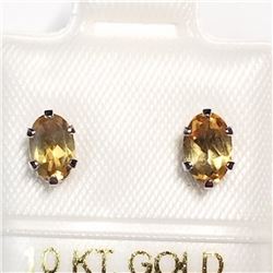 10K WHITE GOLD CITRINE EARRINGS